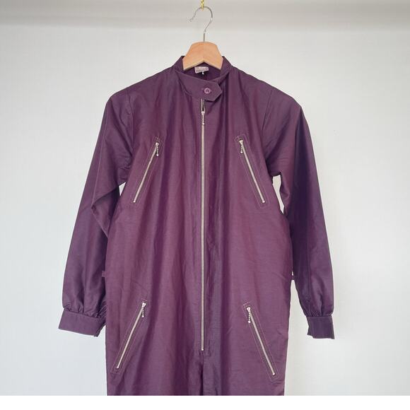 Vintage 80's Plum Zip Up Jumpsuit / Scharfex / Sz 34 / READ / Flight Suit - Picture 2 of 10